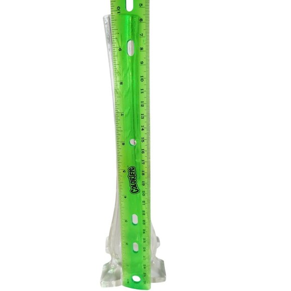 Vintage 1920's Bud Vase Etched Flowers in Clear Glass Footed 9.5" Belgium - Picture 12 of 12